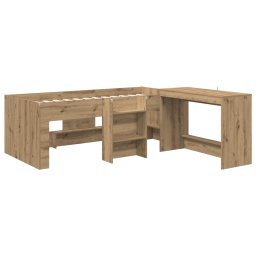 vidaXL Hoge Bed Frame met Bureau voor Kinderen 2 st Artisanaal eiken