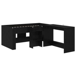 vidaXL Hoge Bed Frame met Bureau voor Kinderen 2 st Zwart eiken