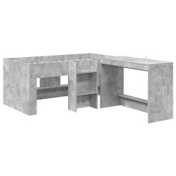 vidaXL Hoge Bed Frame met Bureau voor Kinderen 2 st Betongrijs