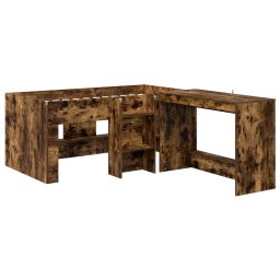 vidaXL Hoge Bed Frame met Bureau voor Kinderen 2 st Gerookt eiken