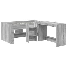 vidaXL Hoge Bed Frame met Bureau voor Kinderen 2 st Grijs Sonoma