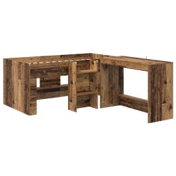 vidaXL Hoge Bed Frame met Bureau voor Kinderen 2 st Oud hout