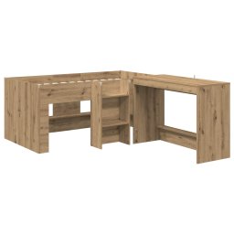 vidaXL Hoge Bed Frame met Bureau voor Kinderen 2 st Artisanaal eiken