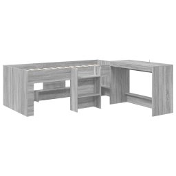 vidaXL Hoge Bed Frame met Bureau voor Kinderen 2 st Grijs Sonoma