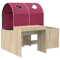 vidaXL Bed met Tunnel 3 st Sonoma eiken en rood Bewerkt hout