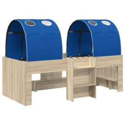 vidaXL Hoge Bed Frame voor Kids met Tunnel 3 st Sonoma eiken en blauw