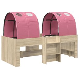vidaXL Hoge Bed Frame voor Kids met Tunnel Sonoma eiken en roze