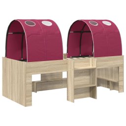 vidaXL Hoge Bed Frame voor Kids met Tunnel 3 st Sonoma eiken en rood