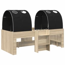vidaXL Bed met Tunnel 3 st Sonoma Eiken en Zwart Bewerkt hout
