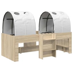 vidaXL Bed met Tunnel 3 st Sonoma eiken en wit Bewerkt hout