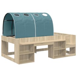 vidaXL Bed met Tunnel 3 st Sonoma en Licht Blauw Bewerkt hout