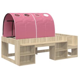 vidaXL Bed met Tunnel met plank 3 st Sonoma en Roze Bewerkt hout