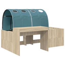 vidaXL Bed met Tunnel 3 st Sonoma eiken en lichtblauw Bewerkt hout