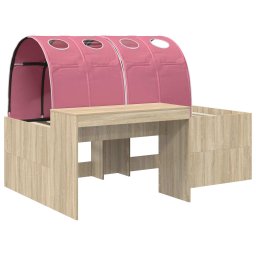 vidaXL Bed met Tunnel 3 st Sonoma eiken en roze Bewerkt hout