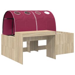 vidaXL Bed met Tunnel 3 st Sonoma eiken en rood Bewerkt hout