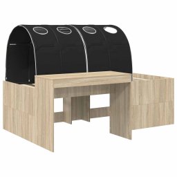 vidaXL Bed met Tunnel 3 st Sonoma Eiken en Zwart Bewerkt hout