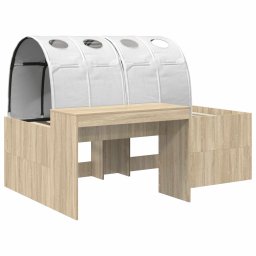 vidaXL Bed met Tunnel 3 st Sonoma eiken en wit Bewerkt hout
