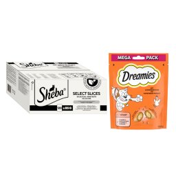 32 x 85 g of 120 x 85 g Sheba natvoer voor katten + 180 g Dreamies met Kip kattensnack gratis! - Selectie in saus (gevogelte-variant) 120 x 85 g