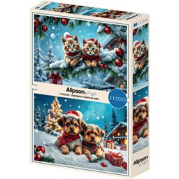 2 Puzzels - Christmas Kittens and Puppies Puzzel (500 stukjes)