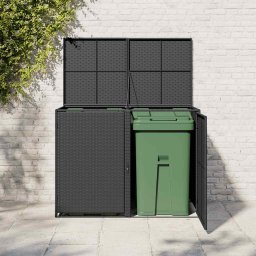vidaXL Containerberging dubbel 148x80x111 cm poly rattan zwart