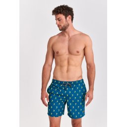 Shiwi Maat XXL Swimshort shiwi Palmtree micro peach - deep lagoon blue