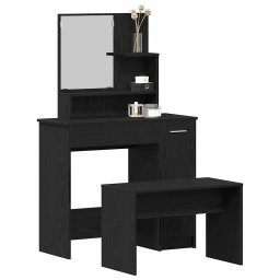 vidaXL Toilettafel Set 2 st Zwart Eiken 86,5 x 35 x 136 cm