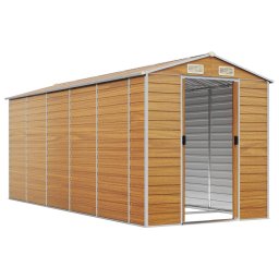 vidaXL Tuinschuur 191x470x198 cm gegalvaniseerd staal lichtbruin