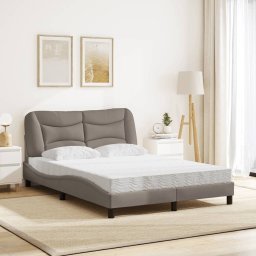 vidaXL Bed met matras "Hvar" stof taupe 140x200 cm