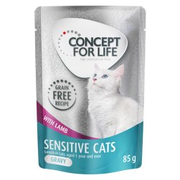 Voordeelpakket Concept for Life graanvrij 48 x 85 g Kattenvoer - Sensitive Cats Lam in Saus