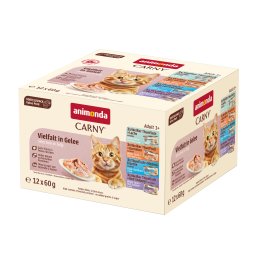 Voordeelpakket: 24x60g Animonda Carny Adult Fijne Filets in Gelei Mixpakket (4 Soorten) nat kattenvoer