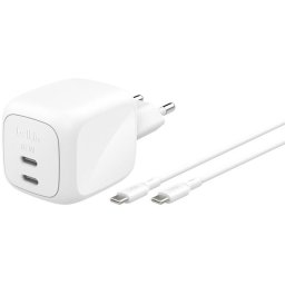 Belkin BoostCharge Pro 67 W USB-C wandlader met 2 USB-C poorten – wit - Inclusief 2m USB-C-C Kabel