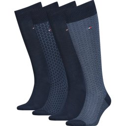 Tommy Hilfiger Maat 43-46 Kneehigh Tin Giftbox (4-pack) - heren kniekousen - donkerblauw