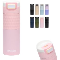 Kambukka Etna Grip Thermosbeker 500 ml - makkelijk reinigen - lekvrije Koffiebeker - Pink Aura