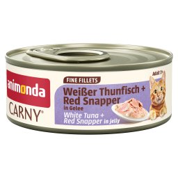 Voordeelpakket: 24x60g Animonda Carny Adult Fijne Filets in Gelei Witte Tonijn & Red Snapper nat kattenvoer
