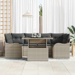 vidaXL Tuin Sofa Set 7 st Licht Grijs en Grijs poly rattan