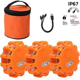 Auto of boot Alarmlichten Set - 3 Stuks - Magnetisch - USB-C Oplaadbaar - Noodpakket - Noodzwaailicht - Waarschuwingslicht - Noodverlichting Auto - Zwaailicht oranje