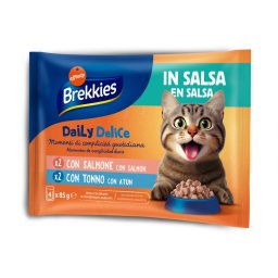 Brekkies Daily Delice 4 x 85 g - Zalm & Tonijn in Saus