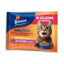 Brekkies Daily Delice 4 x 85 g - Kip & Kalkoen in Gelei