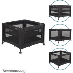 Titaniumbaby Opvouwbare box SMART Mason met verhoger 100x100 cm Black inclusief draagtas
