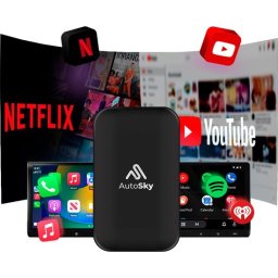 AutoSky AI Box Lite Plus 2.0 Draadloze Carplay Dongle - Geschikt voor draadloze Apple CarPlay & Android Auto - Netflix & YouTube streaming - USB-A/USB-C - Voor Auto's vanaf 2016 - Bedrade Carplay draadloos maken