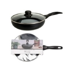 EH Aluminium Koekenpan 24 cm met antiaanbaklaag inclusief glazen deksel
