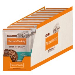 50% Korting 2 x 12 x 70 g / 2 x 22 x 85 g of 2 x 28 x 70 g Nature's Variety natvoer voor katten! - Bites in Saus Adult met Tonijn (2 x 22 x 85 g)