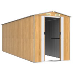 vidaXL Tuinschuur 192x606x223 cm gegalvaniseerd staal lichtbruin