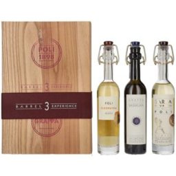 Poli Grappa & Gedistilleerd Poli Grappa Baby Pack ORO 40% Vol. 3x0,1l in Holzkiste