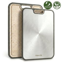 Snijplank - Dubbelzijdig met Tarwevezel - Metalen Snijplank - Hygiënisch & Roestbestendig