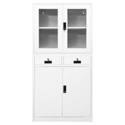 vidaXL Kantoorkast 90x40x180 cm staal en gehard glas wit