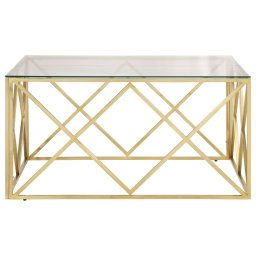 vidaXL Salontafel roestvrijstaal en gehard glas goudkleurig