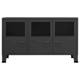 vidaXL Dressoir industrieel 105x35x62 cm metaal en glas zwart