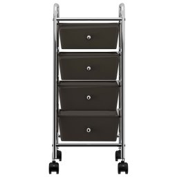 vidaXL Opbergtrolley met 4 lades mobiel kunststof zwart