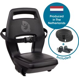 Qibbel Junior 6+ Fietsstoeltje Achter Bagagedrager bevestiging - QuickConnect - Fietszitje – Midnight Black - inclusief voetbeschermingsplaten en voetsteunen